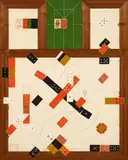 Vladimir Nemukhin, Lombertisch, 1991, Oil and collage on canvas