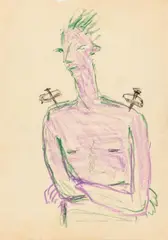 Rosemarie Trockel, Untitled, 1982, Coloured chalks on paper. Approx