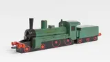 Lyonel Feininger, Lokomotive mit Tender (American eight-wheeler with linear smokestack and three axial tender). In addition: the construction drawing, locomotive and tender in profile, Circa 1913/14, Two-part wood sculpture, painted in colour by the artist. 5.5, x