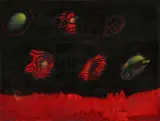 Max Ernst, Les antipodes du paysage (Die Antipoden der Landschaft), 1954, Oil on panel