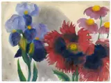 Emil Nolde, Iris und Astern, Watercolour on fine Japan paper