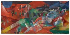 Heinrich Campendonk, Liegender Akt, 1918, Oil on canvas with herringbone pattern