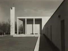 Adolf Lazi, Friedhofskapelle, Kornwestheim, 1930/31, 7 vintage ferrotyped gelatin silver prints, thereof one print on Agfa paper. From