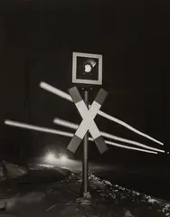 Ludwig Windstosser, Bahnübergang, 1951, Vintage ferrotyped gelatin silver print on Leonar paper