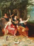 Allegory of the Four Elements by attributed to Frans Francken the Younger, Oil on panel (parquetted), offered May 2024