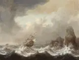 attributed to Hendrick Staets, Ships Wrecked on a Rocky Coast, Oil on panel