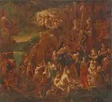 The Transfer of St Francis Xavier (Francisco de Xavier) to his final Resting Place in Goa by North Italian School 17th century, Oil on canvas (relined), offered May 2024