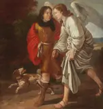 Flemish School 17th & 18th century, The departure of young Tobias, Oil on panel