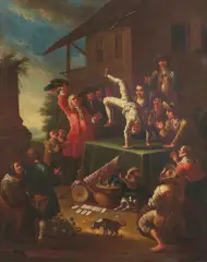 Travellers by Giovanni Michele Graneri, Oil on canvas (relined), sold May 2024