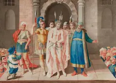 attributed to Johann König, Ecce Homo
Pilate washing his hands in innocence, Gouache on parchment