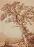 Jacob Philipp Hackert, Landscape near Cajazzo, Pen and brush in brown