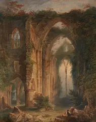 attributed to Carl Benjamin Schwarz, Ruins of a Gothic Church, Watercolour