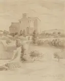 Friedrich von Olivier, View of a Convent near Rome, Pencil on paper
