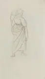 Georg Friedrich Kersting, Back figure of a Woman with a Child, pencil