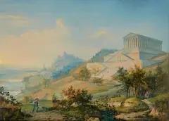 Emanuel Labhardt, View of the Walhalla near Regensburg, Watercolour