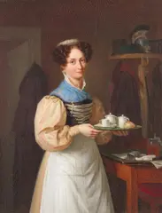 Georg Wilhelm Wanderer, Young waiter in traditional Munich costume, Oil on canvas