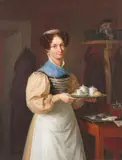 Georg Wilhelm Wanderer, Young waiter in traditional Munich costume, Oil on canvas