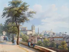 Salomon Corrodi, View on Rome, Watercolour