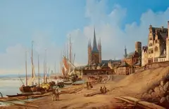 Carl Emanuel Conrad, View of Cologne with the Church of Great St Martin, Oil on panel