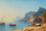 Carl Morgenstern, View of Villafranca (Villefranche-sur-Mer) near Nice, Oil on canvas (relined)