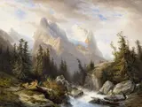 François Diday, Mountainous Landscape with the Rosenlaui Glacier, Oil on canvas (relined)
