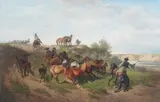 Heinrich Lang, Wild Horses in the Puszta, Oil on canvas