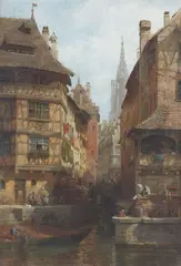 Karl Weysser, View of Strasbourg with a view of the cathedral, Oil on canvas