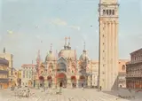 Antonietta Brandeis, Two views of Venice:
Piazza San Marco with the Basilica di San Marco
Riva degli Schiavoni with the Doge's Palace