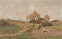 Paul Müller-Kaempff, Landscape with a Potato Fire, Oil on canvas