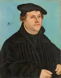 studio of Lucas Cranach the Elder, Portrait of Martin Luther, Oil on panel