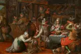 David Vinckboons, Tavern Scene "Boerenverdriet" or "Peasant Sorrow", Oil on panel