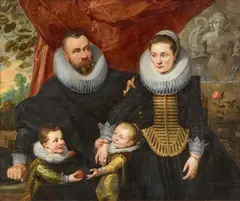 Flemish School 17th century, Portrait of an Antwerp Family, Oil on canvas (relined)