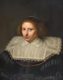 Portrait of a Young Woman with Pearls and Gold Necklaces in a Black Dress with a large Lace Collar by circle of Anthonie Ravesteyn, Oil on panel, offered May 2024