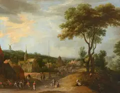 Frans de Momper, A Village Fair, Oil on canvas (relined)