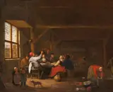 Hendrick Martensz Sorgh, Merry Peasant Company in an Interior, Oil on panel
