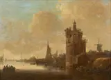 Jan van Goyen, Old Tower on a River Bank, Oil on panel