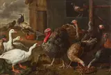 Adriaen van Utrecht, Poultry Farm with Turkeys, Geese and Hens, Oil on canvas (relined)