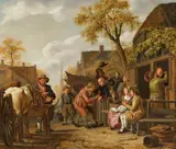 Jan Victors, Merry Company by a Tavern, Oil on canvas (relined)