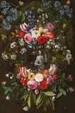 Floral Garland with an Elegant Couple by Jan van Kessel the Elder Hieronymus Janssens, Oil on canvas (relined), offered May 2024