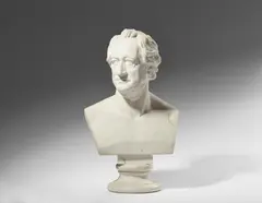 Christian Daniel Rauch, A white marble bust of Johann Wolfgang von Goethe by Christian Daniel Rauch, White marble. Inscribed on the back of the bust "C. D. RAUCH" and "GEB. MICHELI BERLIN". Christian Daniel Rauch created the model for his bust of Goethe on 20.-21.8.1820 in Weimar. Rauch's finished bust was ready to be shown at the Academy Exhibition in Berlin in September 1820 and received both enthusiastic praise as well as criticism for its lifelike naturalism. Probably the most well-known depiction of Goethe, this work still colours our image of the famous German poet to this day. Replicas of the so-called a-tempo bust were produced in marble since the mid-19th century by the Micheli brothers in the "Gipsformerei Großberlin", whereby they amended the originally rounded base of the bust to a more angular, Herm-like terminal