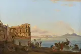 Josef Rebell, The Bay of Naples with Palazzo Donna Anna, Oil on canvas