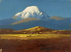 Arkhip Ivanovich Kuindszhi, Mount Elbrus in the Caucasus, Oil on paper, laid down on card