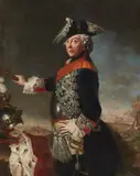 Portrait of King Frederick II as a commander by circle of Johann Heinrich Christian Franke, Oil on canvas (edges relined), offered Apr 2024