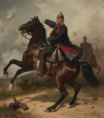 Wilhelm Camphausen, Emperor Wilhelm I on horseback, Oil on canvas