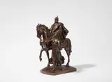 Gießerei Gladenbeck, Reinhold Begas
Emperor Wilhelm I on horseback, guided by an allegory of victory, Finely chased bronze with golden brown patina. Round Gladenbeck foundry mark. H 40, W c. 22, D c