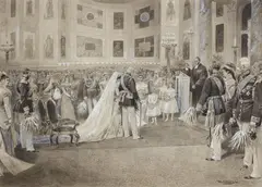 Hermann Lüders, Golden wedding anniversary of Emperor Wilhelm I and Augusta of Saxe-Weimar-Eisenach, Watercolour and gouache on paper