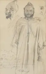 Adolph von Menzel, Portrait study of a Moroccan man, Pencil on paper