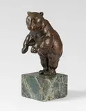 August Gaul, Standing bear, Bronze. Dark brown patina. Good condition. The base dented at lower corners. H