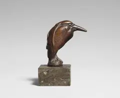 Heron fob seal (Perching black crowned night heron) by August Gaul, Bronze. With anthracite brown patina. H, sold Apr 2024