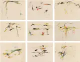 Peter Brüning, Untitled, 1961, 9 works: each coloured chalk and Indian ink on paper. Each